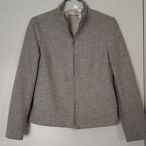 Tahari Petite Wool Knitted Ladies Grey Coat sz 2